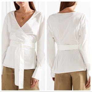 Jason Wu GREY Cotton-blend Poplin Wrap Top White
